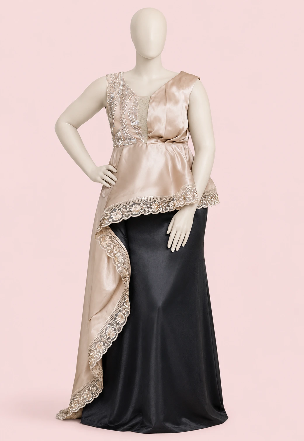 black-and-champagne formalwear