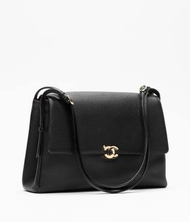 Black Structured Flap Shoulder Handbag