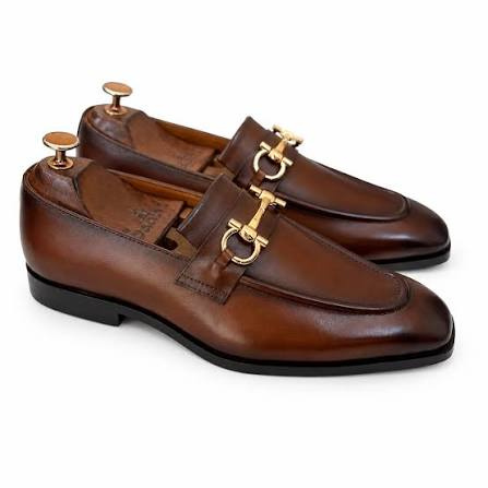 Men's Cognac Gold-Tone Bit Loafers