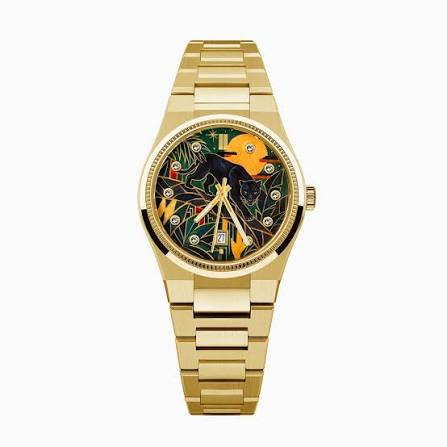 Gold-Tone Bird-Dial Bracelet Watch