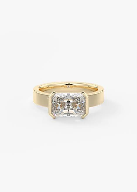 Gold-Tone Rectangular Clear-Stone Ring